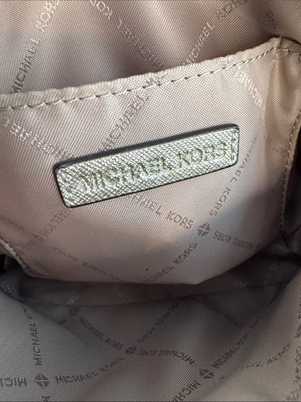 Michael Kors Gold Glitter Cosmetic Case Domed Travel Makeup Pouch Bag